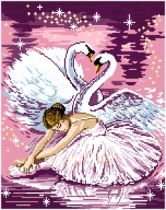 Алмазная вышивка (мозаика) "Лебединое озеро"