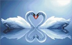 Алмазная картина (мозаика) "Пара лебедей"