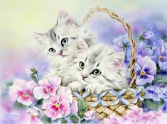 Алмазная картина (мозаика) "Пушистая парочка"