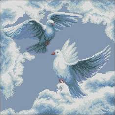 Алмазная картина (мозаика) "Полет голубей"
