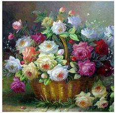 Алмазная картина (мозаика) "Пионы в корзине"