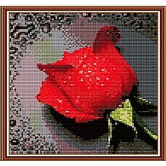 Алмазная картина (мозаика) "Красная роза"